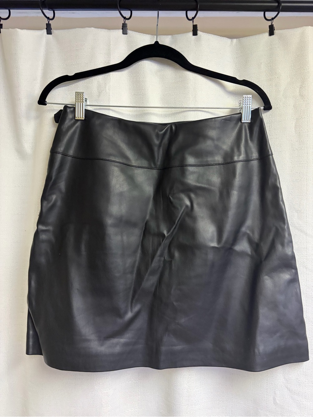 Black Faux Leather A-Line Mini Skirt - Classic Women's Skirt